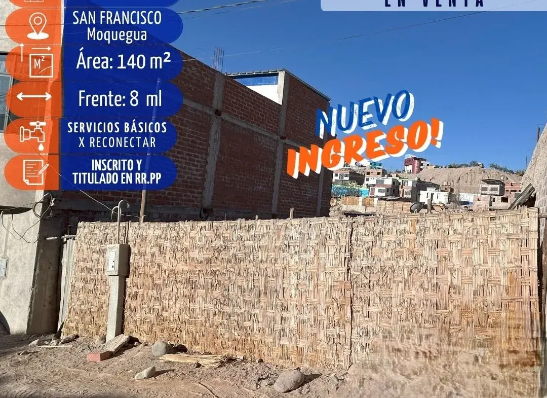 OPORTUNIDAD ÚNICA DE INVERSIÓN EN MOQUEGUA ASOC VILLA ICHUÑA