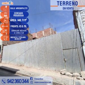 ¡ATENCIÓN INVERSIONISTAS! Se vende terreno en el centro de Moquegua.- Calle Arequipa💎
